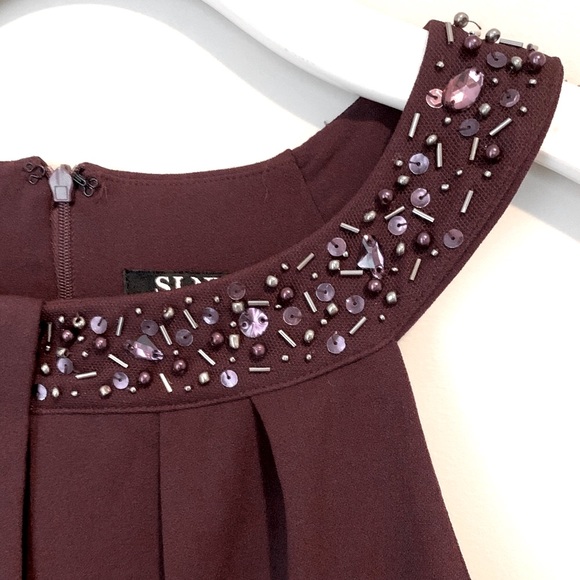 SLNY size 12 beaded halter neck sheath dress - Picture 11 of 16